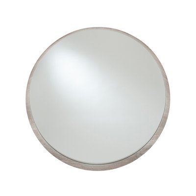 74cm Grey Oak Wood Veneer Round Wall Mirror SO'HOME