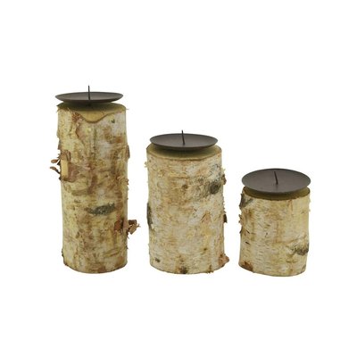 Bougeoirs en bouleau et métal (Lot de 3) AUBRY GASPARD