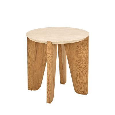 Table d'appoint ronde en effet travertin ø50cm- VIVO DRAWER