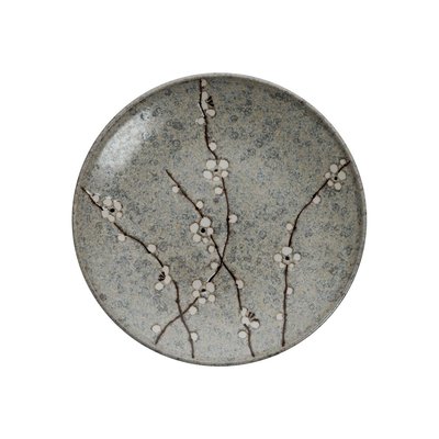 Assiette Grey Soshun Grès Motif Fleuri Ø25,5 Cm TOKYO DESIGN STUDIO