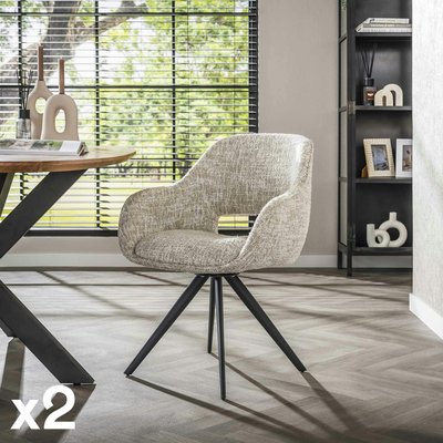 Fauteuil de table pivotant en tissu gris clair chiné (lot de 2) CREEK PIER IMPORT