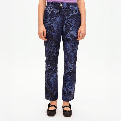 Pantalon classique droit imprimé léopard en satin LOLA CASADEMUNT
