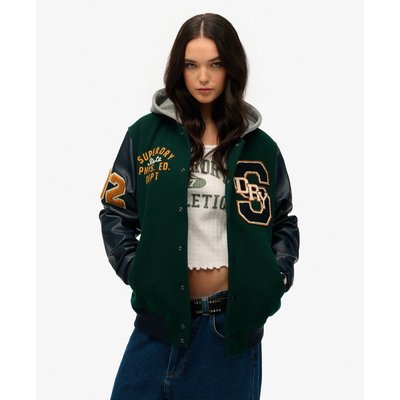 Bomber oversize à capuche et écusson College SUPERDRY