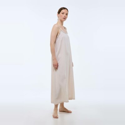 Chemise de nuit en viscose et lin MONOPRIX