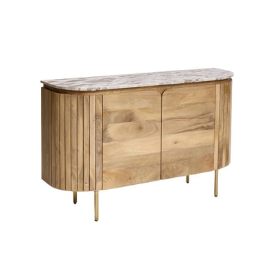 Buffet en marbre et bois de manguier CYRENE MADE IN MEUBLES 