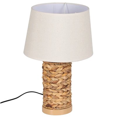 Lampe à poser fibre naturelle tressée abat-jour blanc 27x27x42cm WADIGA