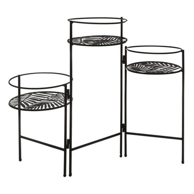 Lot De 3 Portes Plante En Métal Leaf Noir ATMOSPHERA
