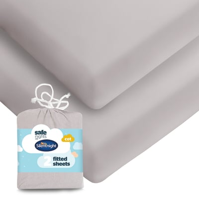 Pack of 2 Safe Nights Cot Fitted Sheet SILENTNIGHT