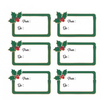 Mes 12 petites etiquettes adhesives houx de noel TIM & PUCE