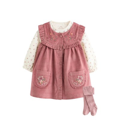Robe chasuble côtelé et collants bébé NEXT
