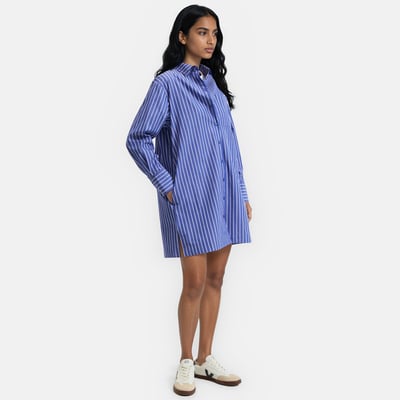 Robe droite rayée, forme chemise, courte, manches longues LA REDOUTE COLLECTIONS