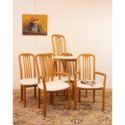 Lot de 4 chaises et 2 fauteuils en bois Alma N°1918 - Bon état DEBONGOUT