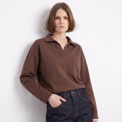 Sweat col polo ouvert poche plaquée manches longues TEMELIS ARTLOVE
