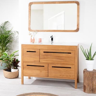 Meuble salle de bain en teck et céramique solo 120 cm SIRA WANDA COLLECTION