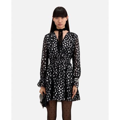 Korte jurk met lange mouwen, V-hals, hartmotiefjes THE KOOPLES