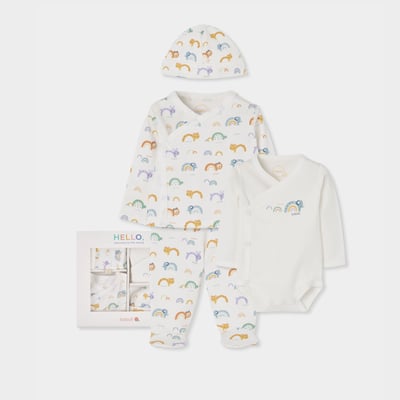 Lot maille bébé imprimé arc-en- et animaux BOBOLI