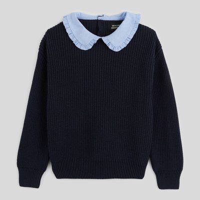 Pull bimatière à col large en coton BIO MONOPRIX