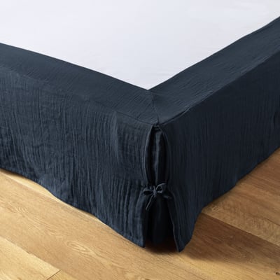 Cache sommier, en 100 % Gaze de coton, avec volant 30 cm EDEN
