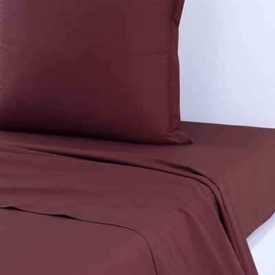 Drap plat en percale de coton rouge, ALCOVE DESFORGES