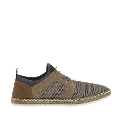 Sneakers taupe en filet à fermeture slip-on et à lacets ronds décoratifs RIEKER
