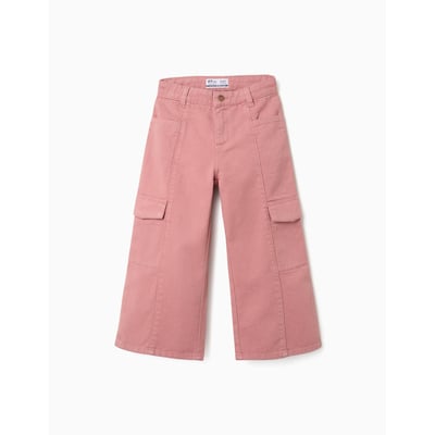 Pantalon en sergé à jambe large avec poches cargo ZIPPY