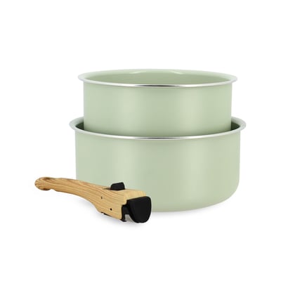 Set 2 casseroles 16/18 cm en aluminium avec poignée, COLORAMA MENASTYL