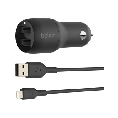 Chargeur 24W 2xUSB-A/Lightning 1m noir BELKIN