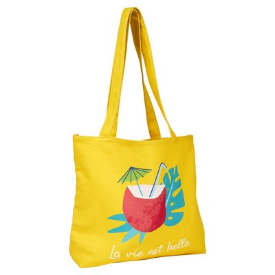 Tote bag en coton imprimé LA VIE EST BELLE DRAEGER PARIS