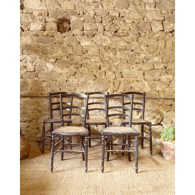 Lot de 5 chaises en bois Claude N°1620 - Bon état DEBONGOUT