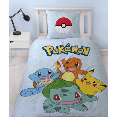 Parure de Lit Enfant Imprimée Réversible, PIKACHU STARTER TEAM POKEMON
