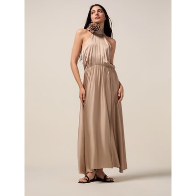 Robe longue à coupe évasée réalisée en satin de viscose OLTRE