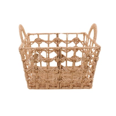 Panier tressé naturel avec poignées 30x30cm ORNAMI