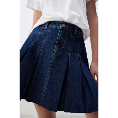 Jupe courte plissée en jean NEXT