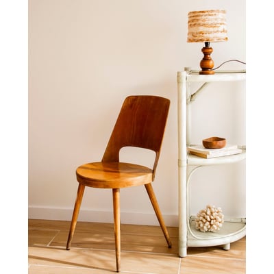 Chaise en teck foncé au design épuré Alma N°1940 - Bon état DEBONGOUT