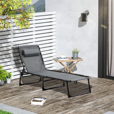 Transat pliable portable dossier réglable acier textilène OUTSUNNY