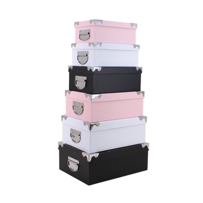 Lot de 6 boites de rangement en carton, , ORNAMI
