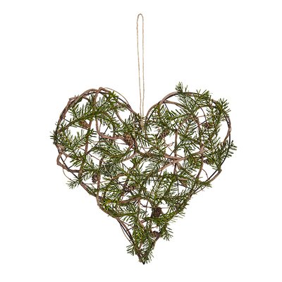 Suspension de noël décorative coeur en pin en rotin D50 SIA DECO