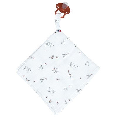 Doudou lange attache tétine en gaze de coton BLEUET SEVIRA KIDS