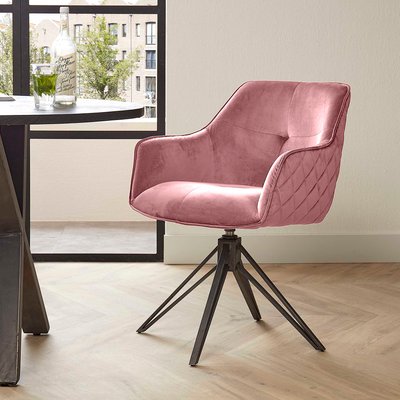 Fauteuil pivotant en velours rose (lot de 2) MELBOURNE PIER IMPORT