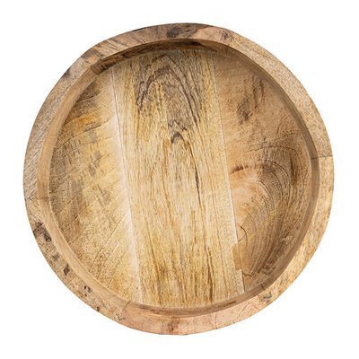 30cm Plain Mango Wood Round Serving Tray in Natural Finish SO'HOME