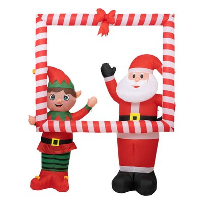 Cadre Père Noël et lutin gonflable H180cm à transfo ATMOSPHERA