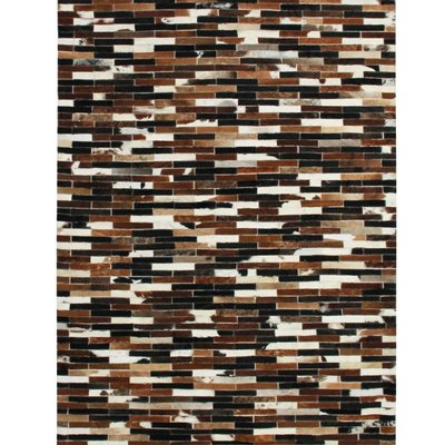 Tapis salon en cuir recyclé lignes  CUIR THE DECO FACTORY