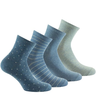 Lot de 4 Socquettes Femme unies jersey en Coton KINDY