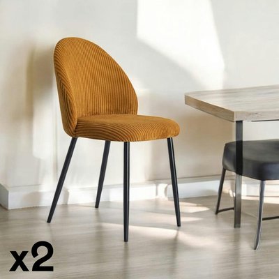 Chaise en tissu côtelé moutarde (lot de 2) IENA PIER IMPORT