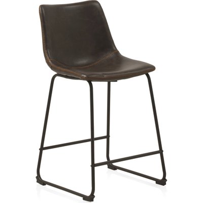 x2 Tabourets  assise tissu aspect cuir pieds métal  élégant RECOLLECTION