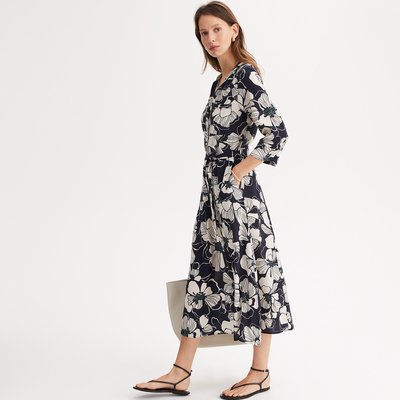 Robe évasée, imprimé floral, longue ANNE WEYBURN