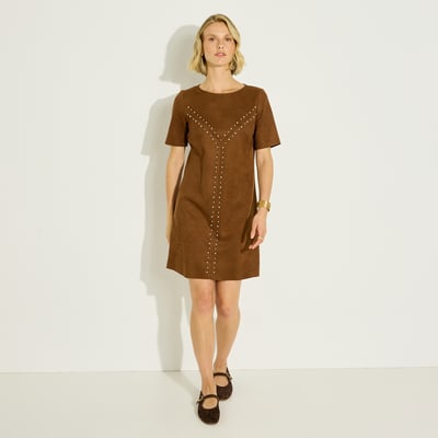 Robe courte en suédine à clous GRAIN DE MALICE