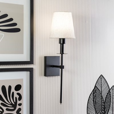 Black Rechargeable Easy Fit Wall Light with Shade SO'HOME