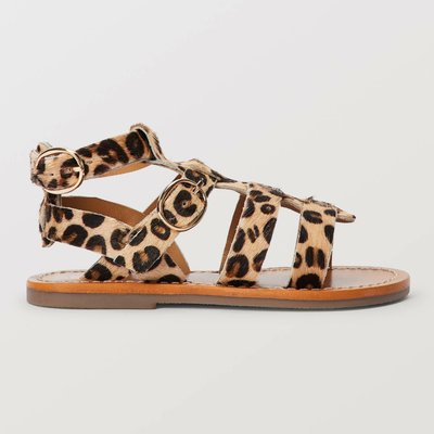 Sandales léopard en cuir poils MONOPRIX