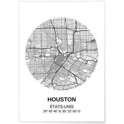 Affiche Carte Houston L'AFFICHERIE